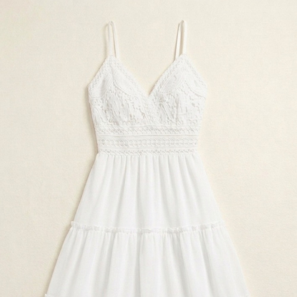 White Lace Bodice Maxi Dress - Women's Summer Dress
